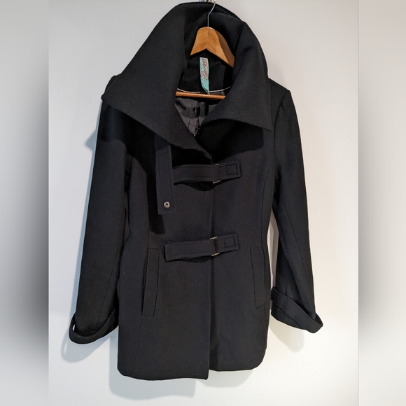 Groggy Black Wool Blend Chic Jacket with Silky Lining & Front Pockets - Picture 12 of 12